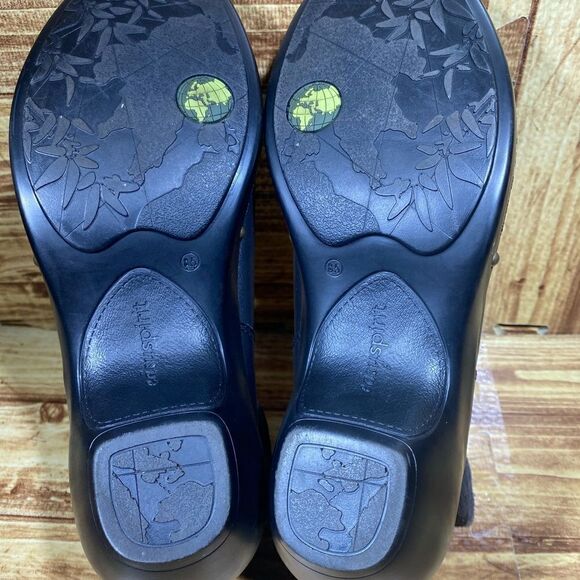 EASY SPIRIT Cleverly Women's BlackLeather Brown Cuff Back Zip Ankle Boot 8,5 - Picture 5 of 5